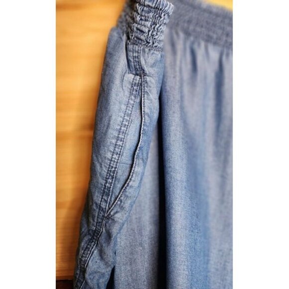 Evri Women Shorts 3x Blue Chambray Plus Size Pull On Elastic Waist Pockets - Picture 6 of 7